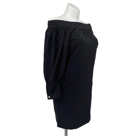 Strut & Bolt NWT Off The Shoulder Black Dress Chain Faux Pearl Large - Picture 4 of 16